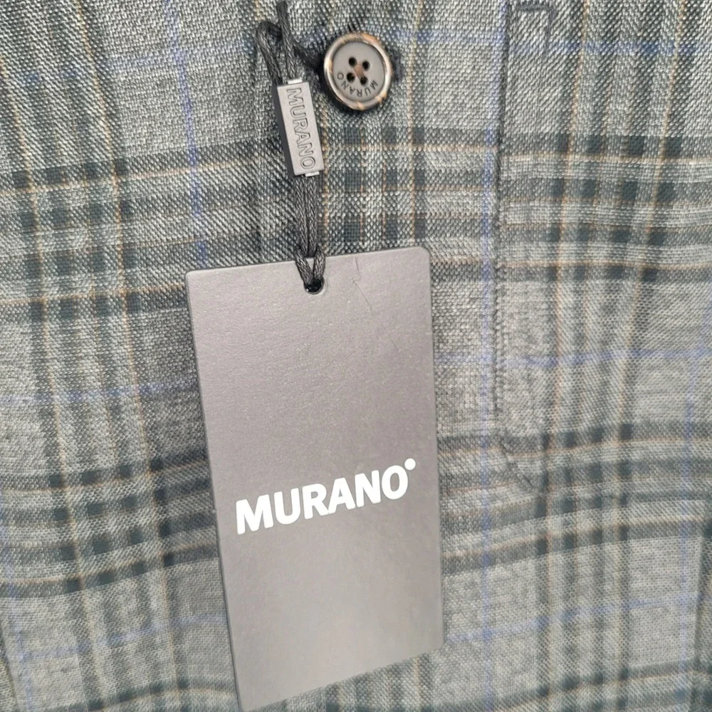 New Murano Suit Vest Mens Size M Plaid Formal Business Casual Grey Plaid Button